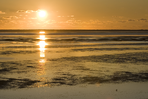 Solnedgang over Vadehavet. Foto: Torben Meyer, Byhistorisk Arkiv. 